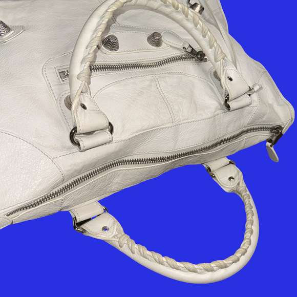 BALENCIAGA Motorcross Giant 21 Work Bag White Leather - Picture 10 of 13